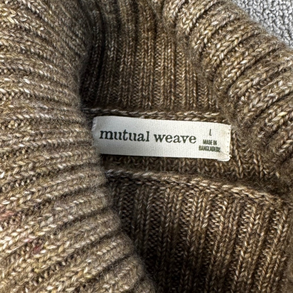 Mutual Weave Sweater Mens Large Brown Ribbed Knit Turtleneck Classic Preppy New - Picture 4 of 9